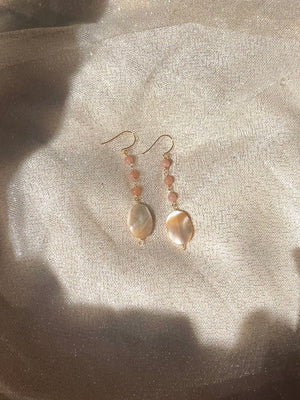 Morganite Pearl Earrings