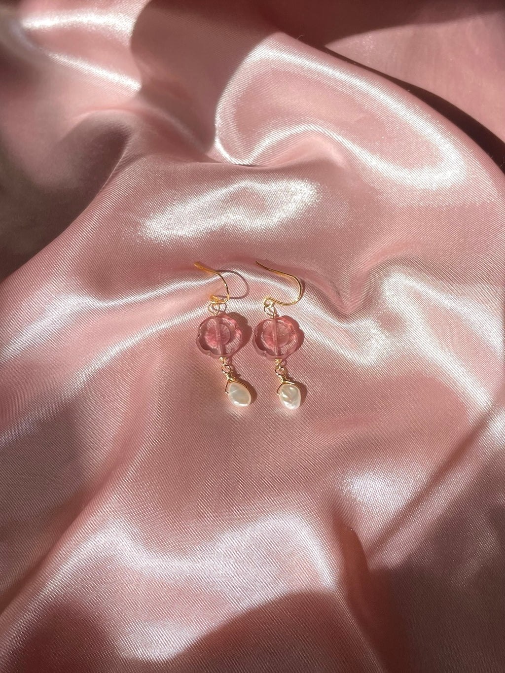 Glass Flower & Pearl Earrings