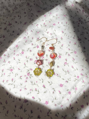Fuchsia & Olive Pearl Earrings