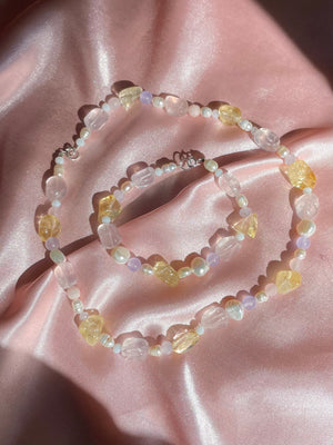 Rose Quartz & Citrine Pearl Necklace